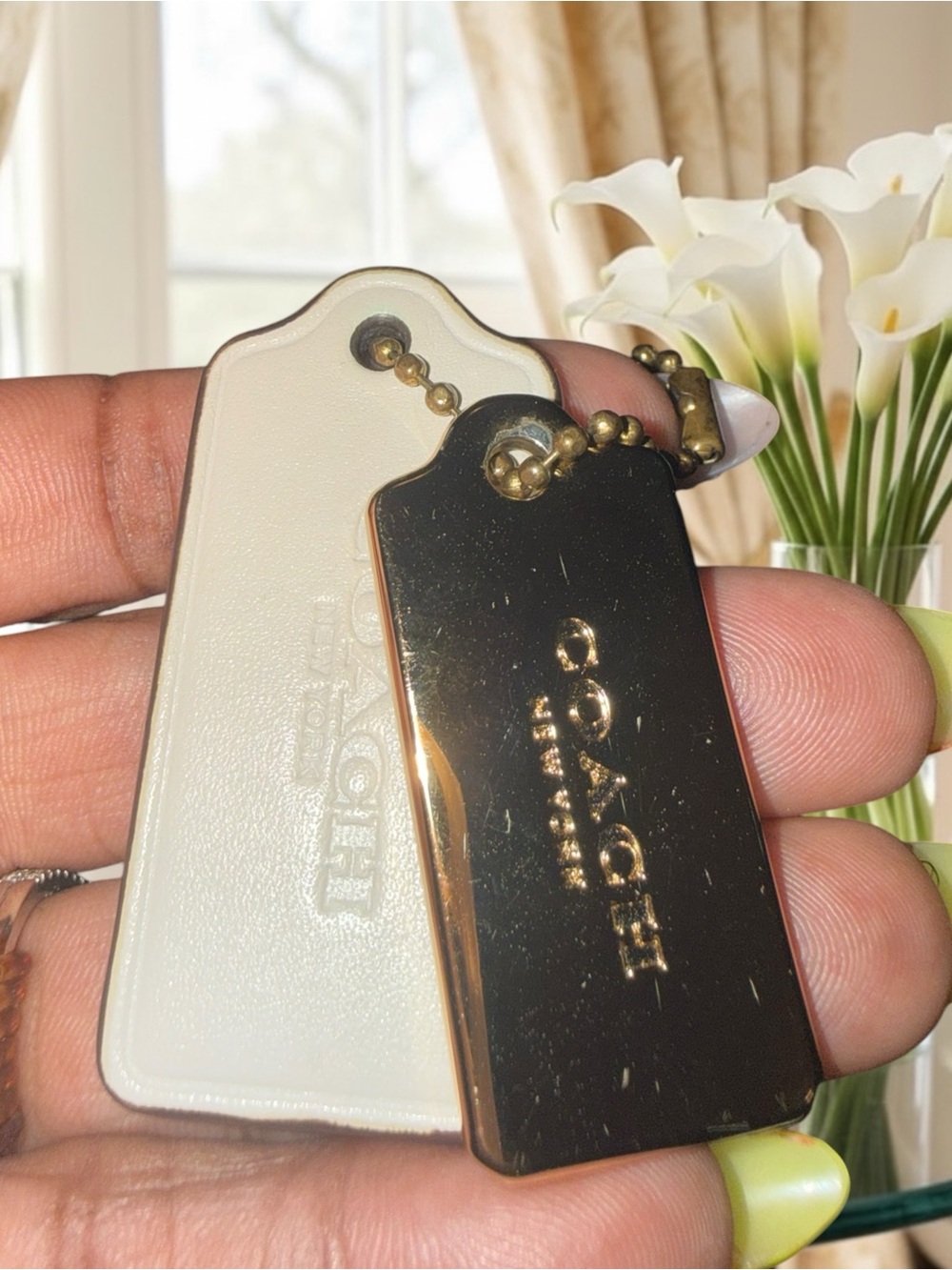 Authentic GOLD Metal AND Off White Leather Hang Tags Set